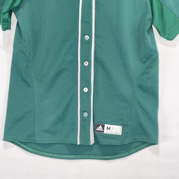 Adidas Baseball Jersey Green White Trim Size M Button Front Short Sleeve Women' - Picture 8 of 14